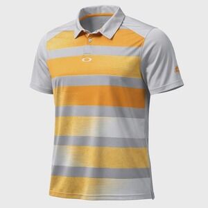 Oakley Polo Shirt Mens XL Regular Fit Orange White Ombre Stripes Short Sleeve